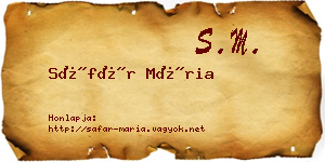Sáfár Mária névjegykártya